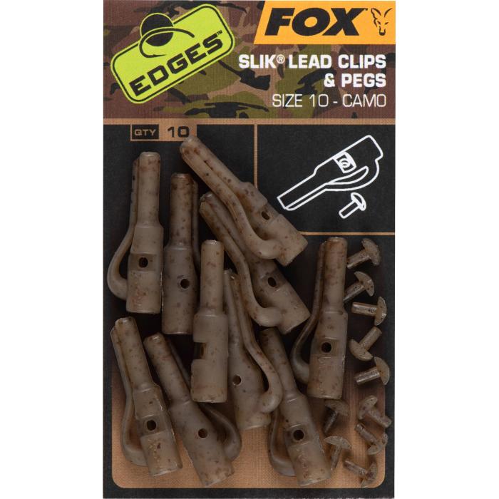 Fox Edges Camo Size 10 Slik Lead Clip + Pegs