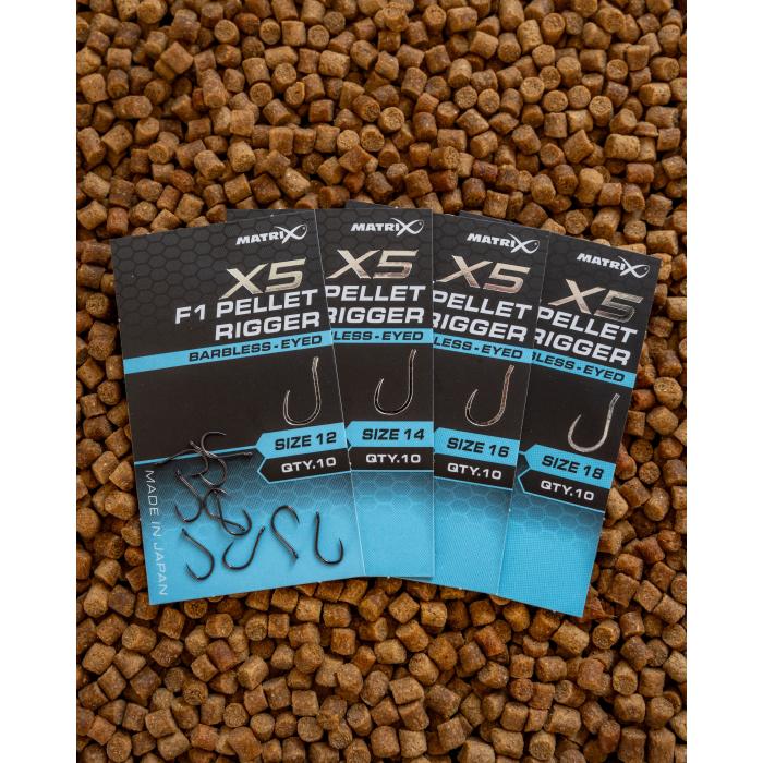 Fox X5 F1 Pellet Rigger Size 18 Barbless - Eyed