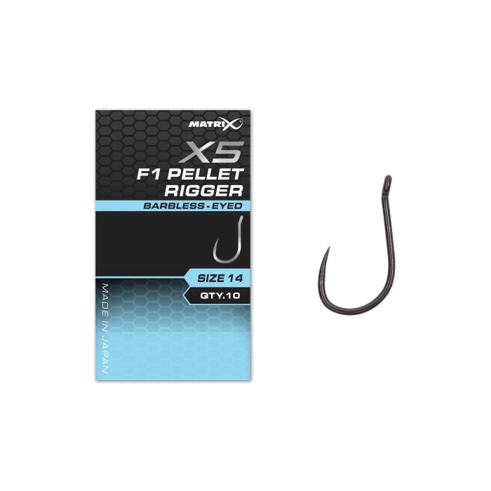 Fox X5 F1 Pellet Rigger Size 18 Barbless - Eyed