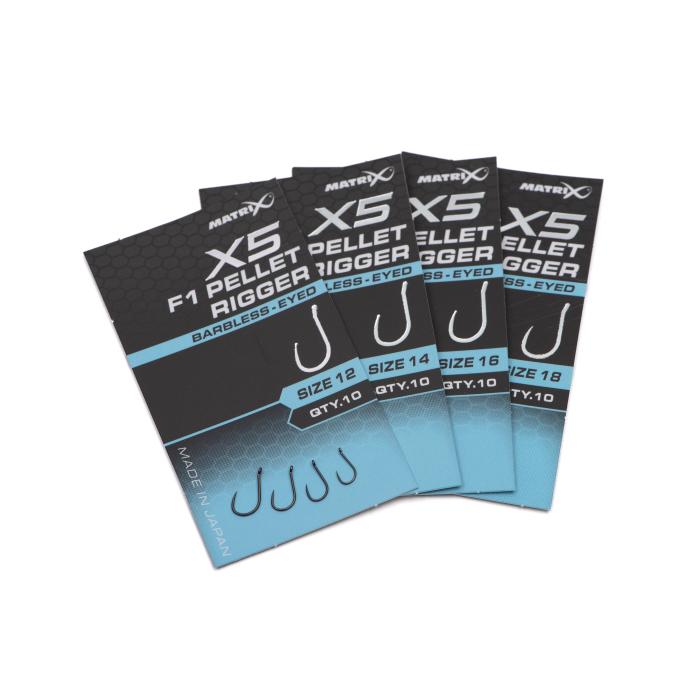 Fox X5 F1 Pellet Rigger Size 18 Barbless - Eyed