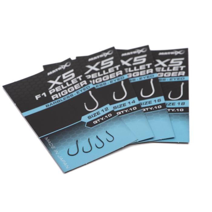 Fox X5 F1 Pellet Rigger Size 18 Barbless - Eyed